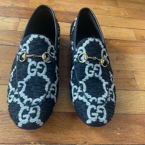 Gucci Jordaan Black/White tweed Loafers shoes sz 41